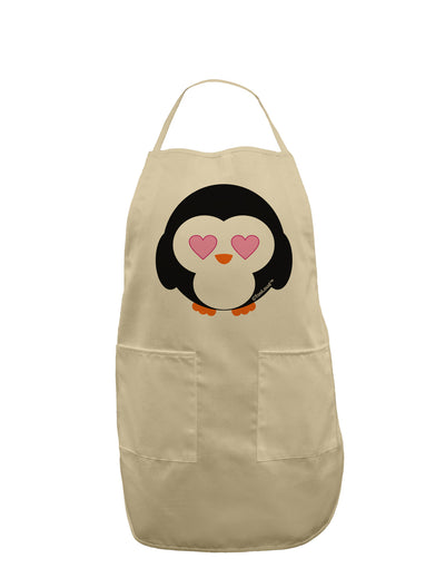 Cute Penguin - Heart Eyes Adult Apron by TooLoud-Bib Apron-TooLoud-Stone-One-Size-Davson Sales