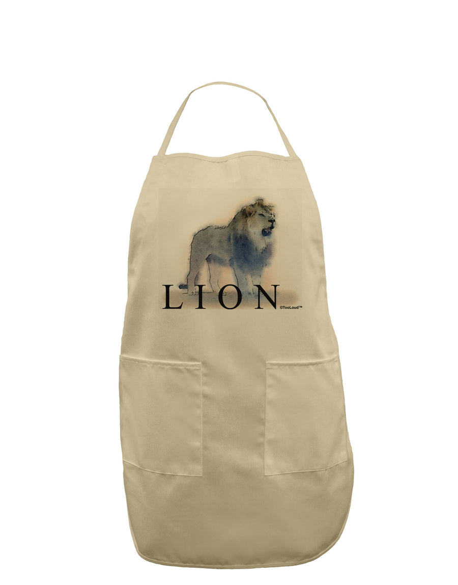 Lion Watercolor B Text Adult Apron-Bib Apron-TooLoud-White-One-Size-Davson Sales