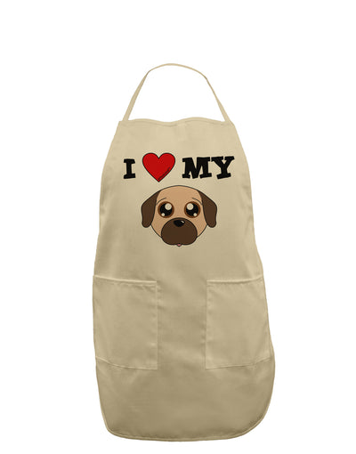 I Heart My - Cute Pug Dog - Fawn Adult Apron by TooLoud-Bib Apron-TooLoud-Stone-One-Size-Davson Sales