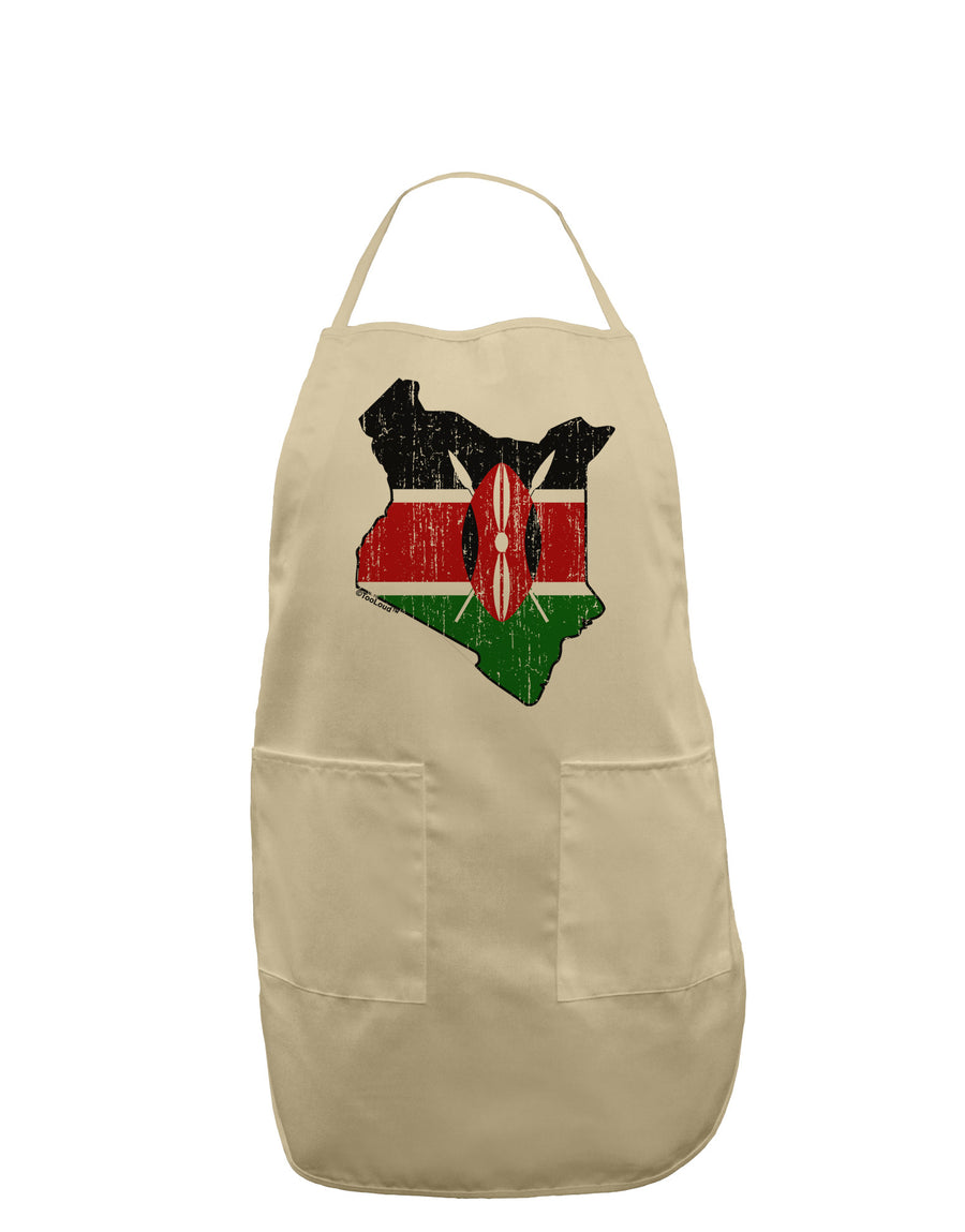 Kenya Flag Silhouette Distressed Adult Apron-Bib Apron-TooLoud-White-One-Size-Davson Sales