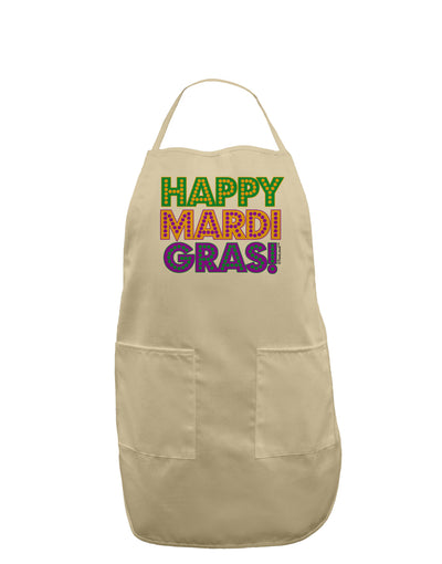 Happy Mardi Gras Text Adult Apron by TooLoud-Bib Apron-TooLoud-Stone-One-Size-Davson Sales