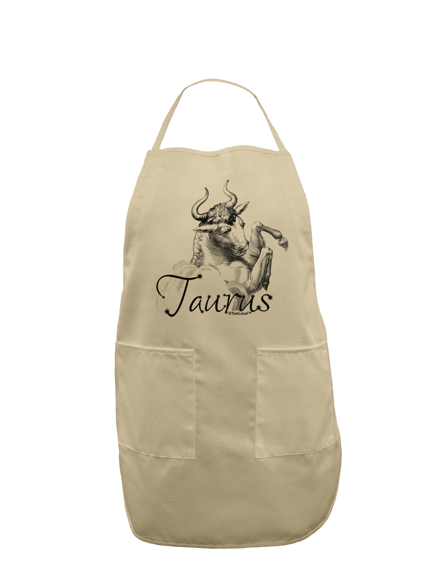 Taurus Illustration Adult Apron-Bib Apron-TooLoud-Stone-One-Size-Davson Sales
