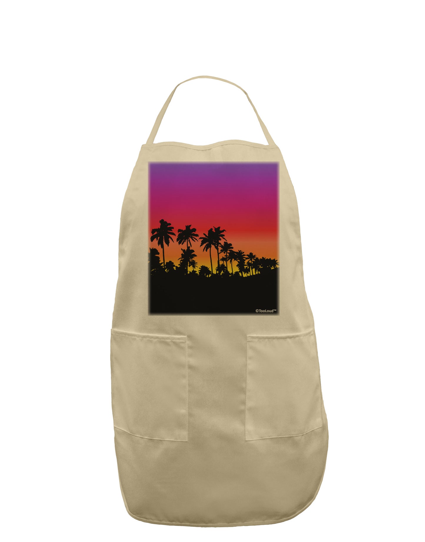 Palm Trees and Sunset Design Adult Apron by TooLoud-Bib Apron-TooLoud-Stone-One-Size-Davson Sales