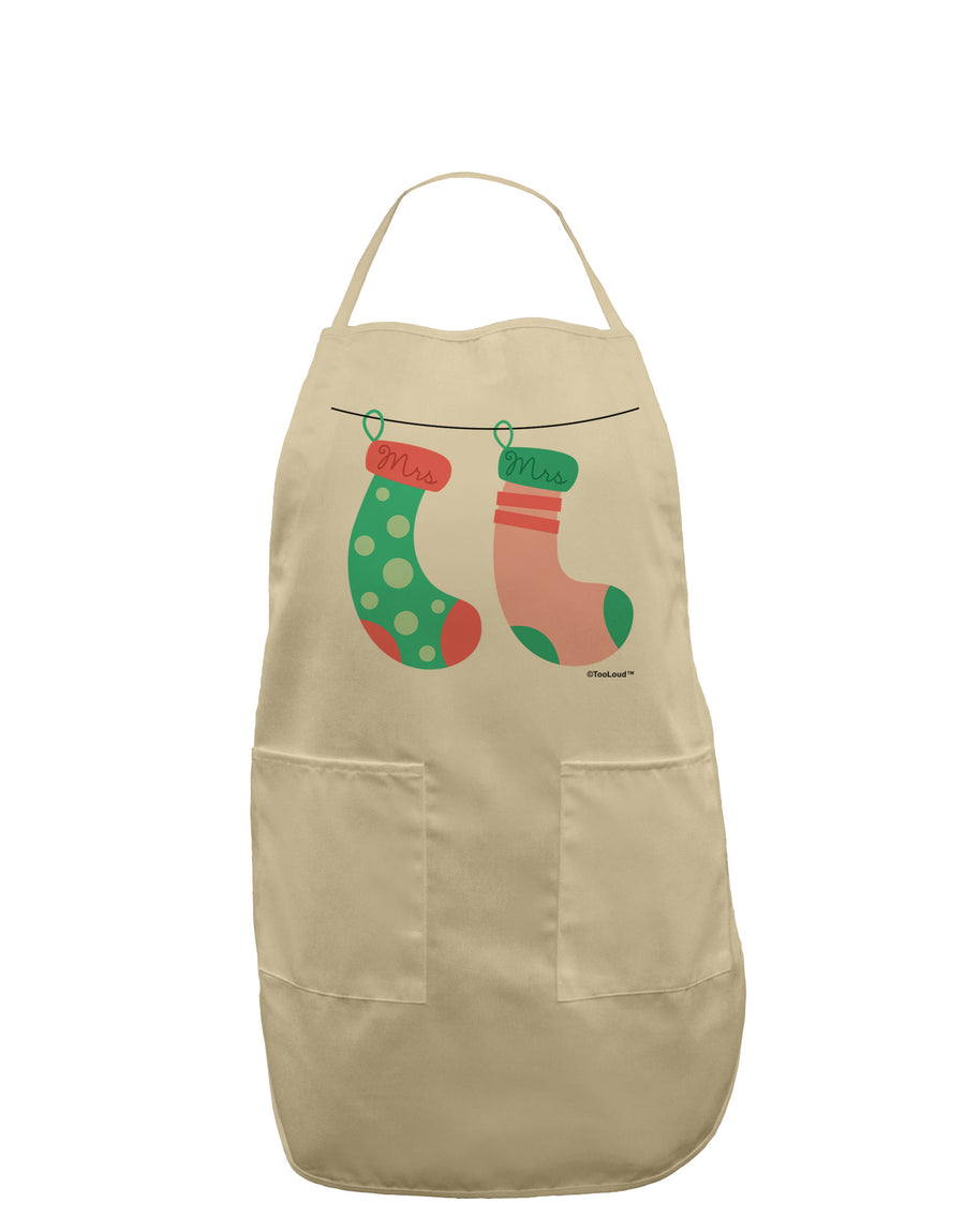 Cute Mrs and Mrs Christmas Couple Stockings Adult Apron by TooLoud-Bib Apron-TooLoud-White-One-Size-Davson Sales