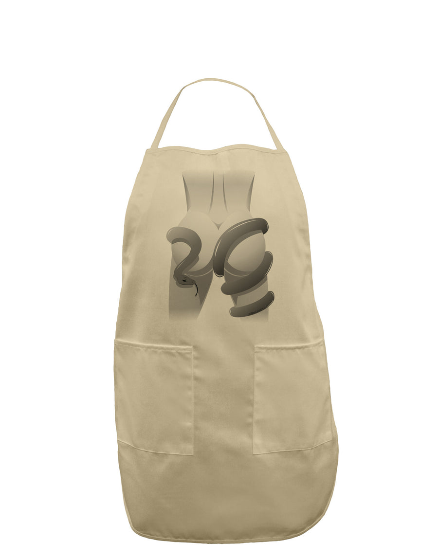 Lady Anaconda Design Grayscale Adult Apron-Bib Apron-TooLoud-White-One-Size-Davson Sales