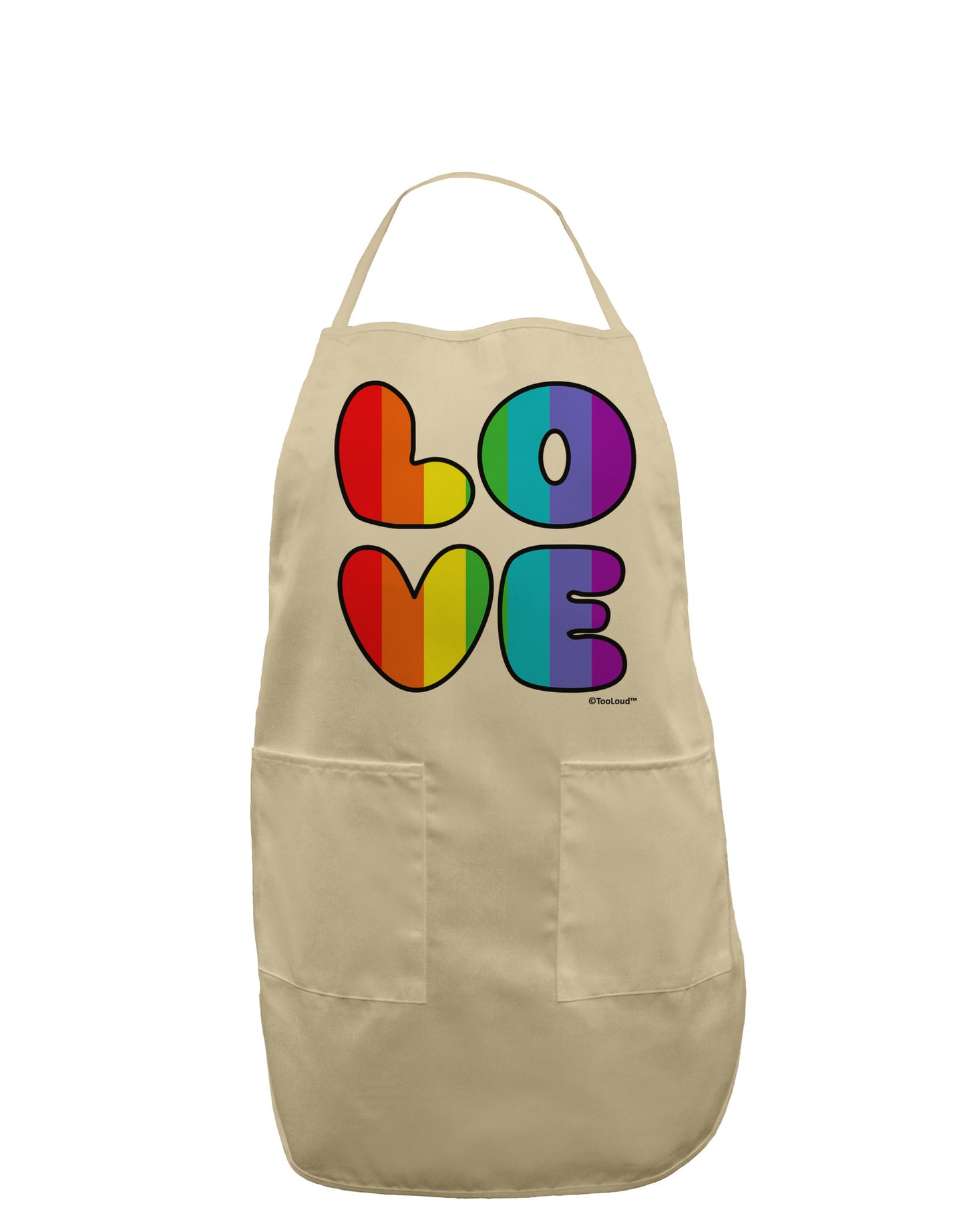Rainbow LOVE Text Adult Apron by TooLoud-Bib Apron-TooLoud-Stone-One-Size-Davson Sales