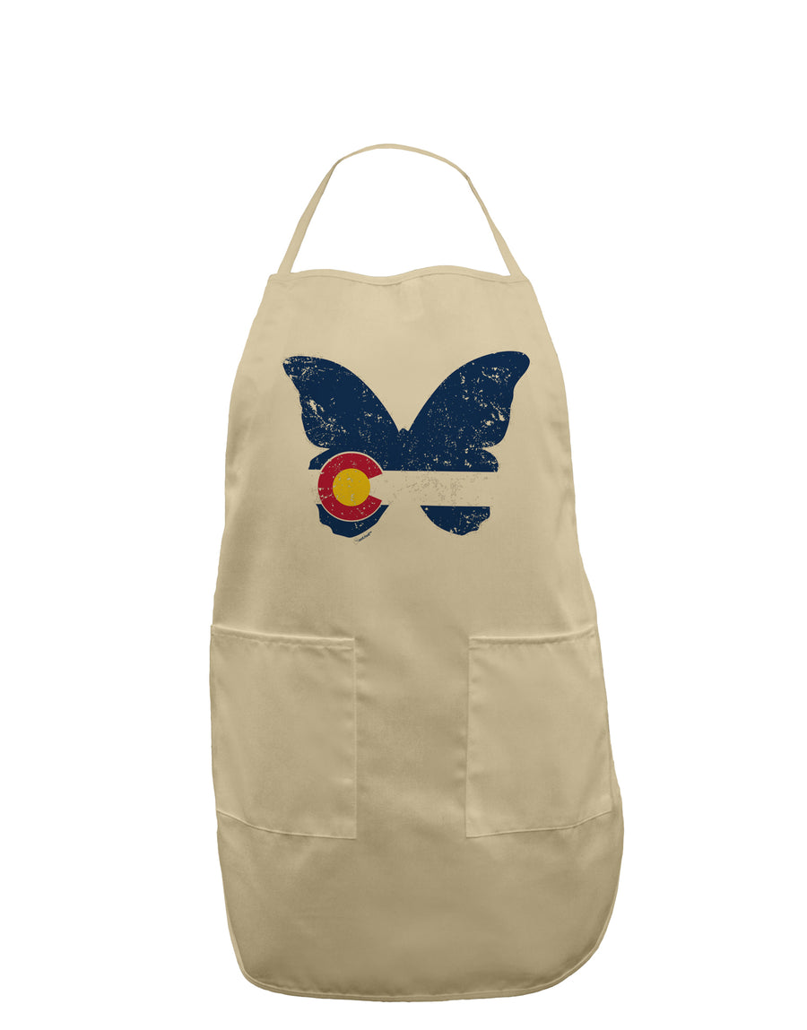 Grunge Colorado Butterfly Flag Adult Apron-Bib Apron-TooLoud-White-One-Size-Davson Sales