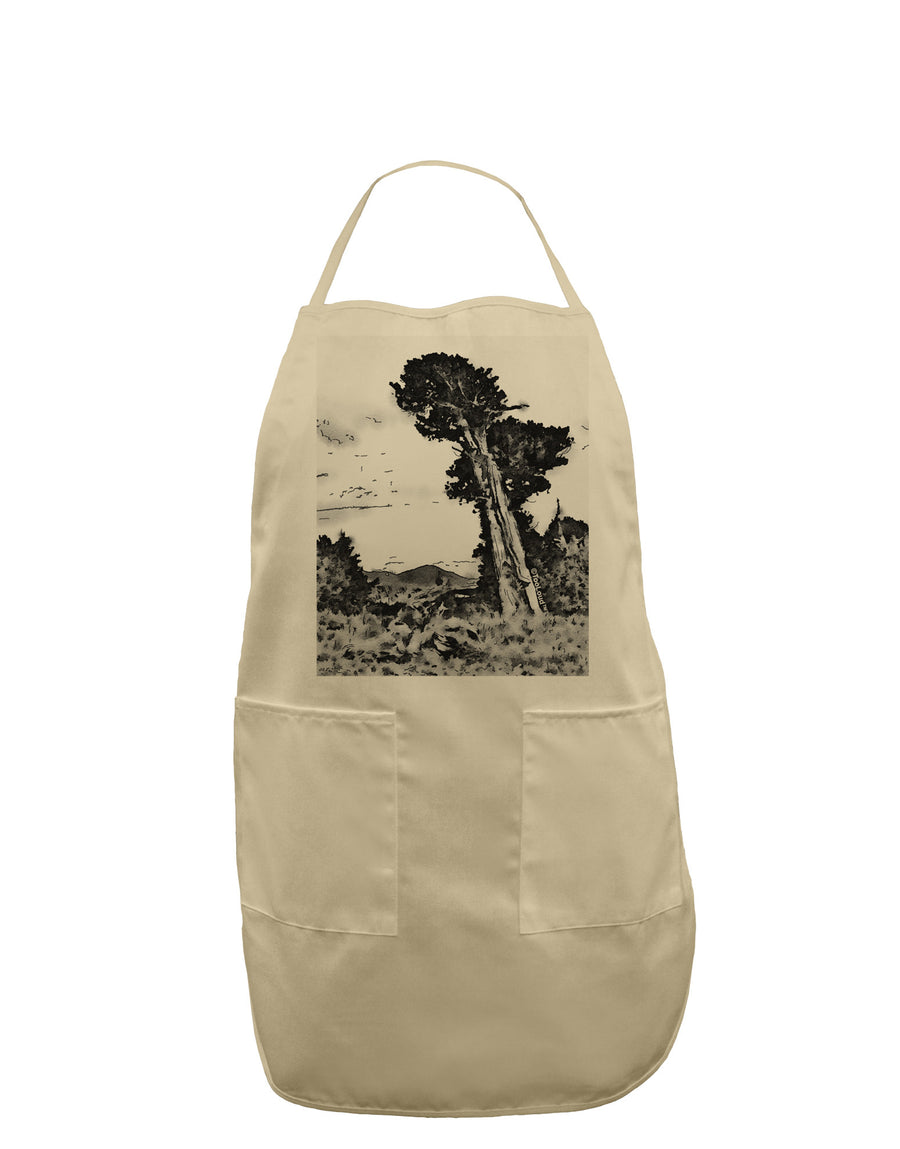 Colorado Landscape Watercolor BW Adult Apron-Bib Apron-TooLoud-White-One-Size-Davson Sales