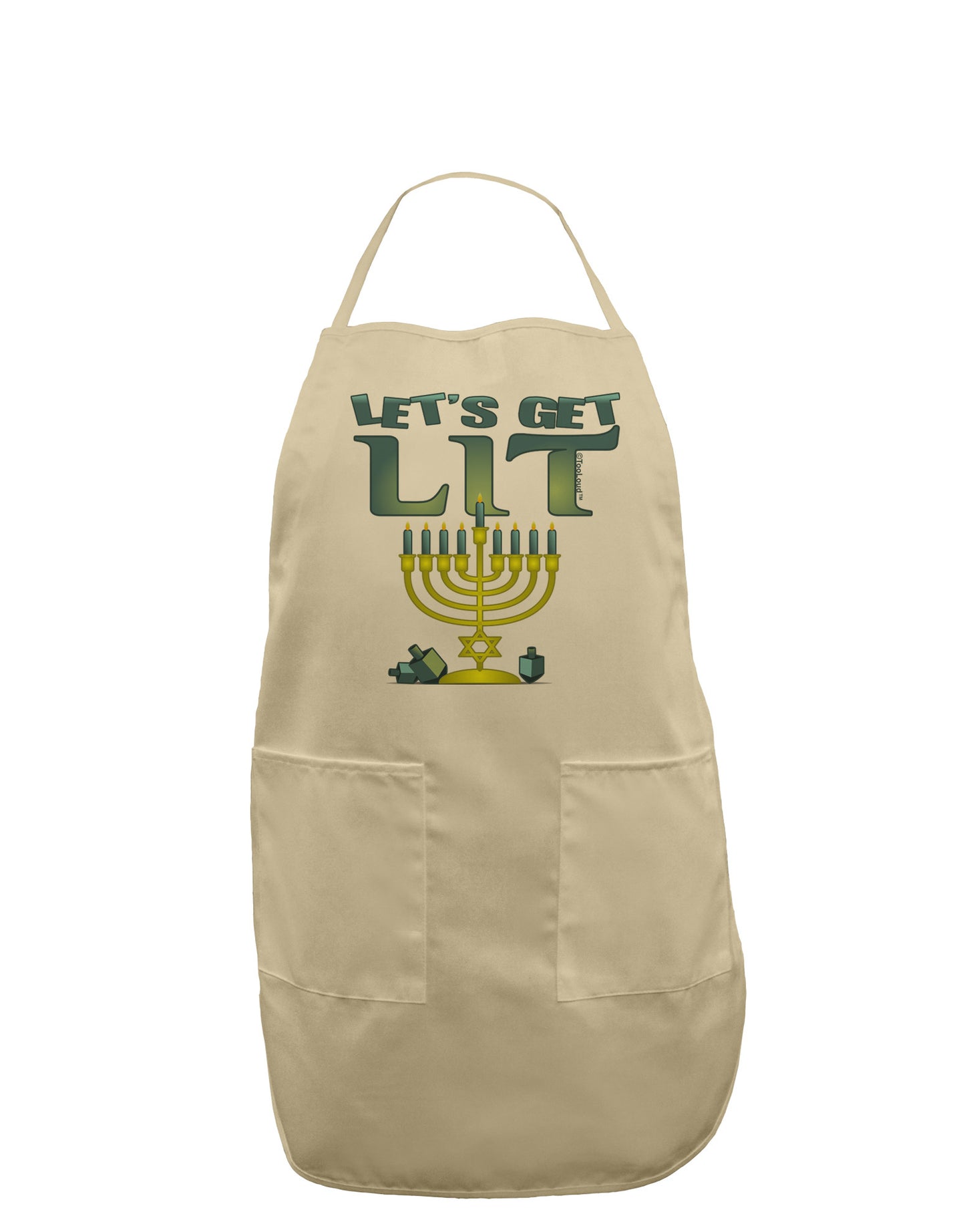 Let's Get Lit Menorah Adult Apron-Bib Apron-TooLoud-Stone-One-Size-Davson Sales