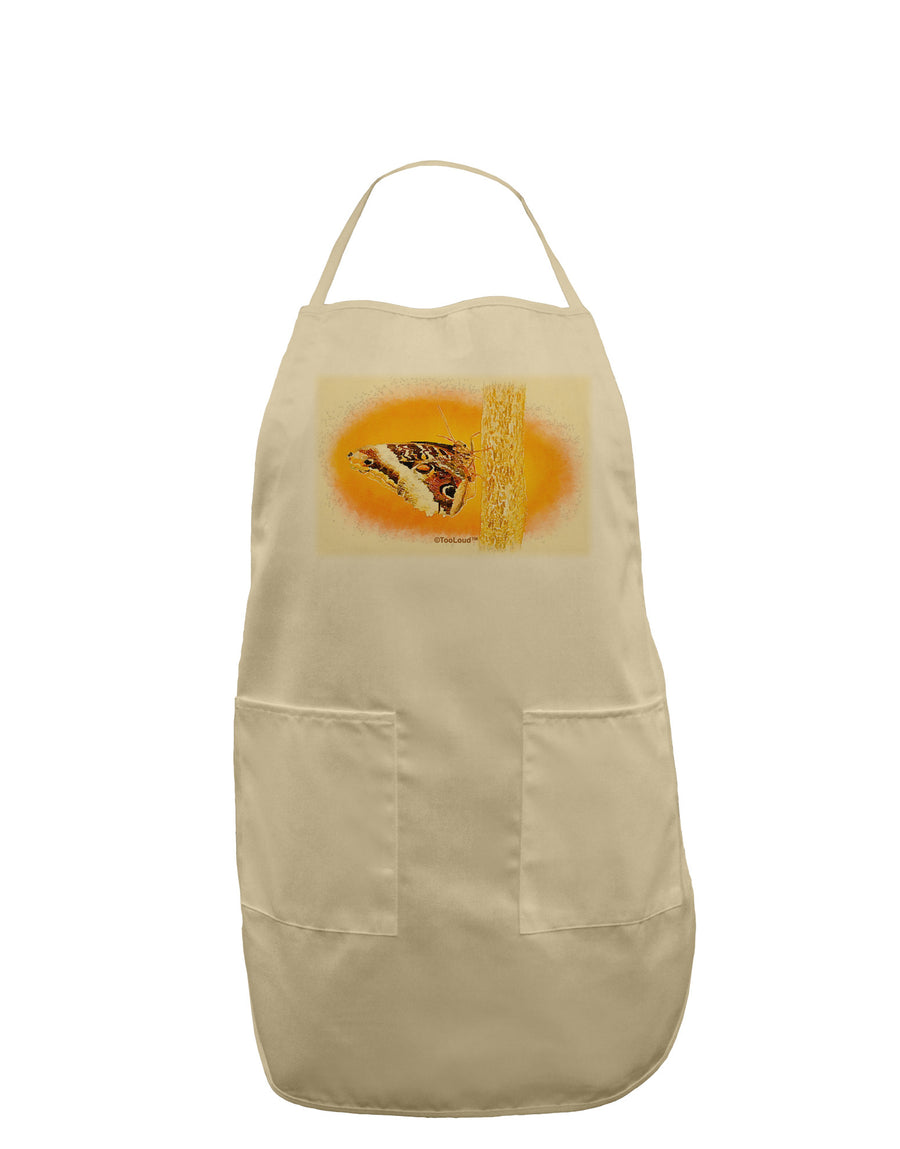 Watercolor Owl Moth Adult Apron-Bib Apron-TooLoud-White-One-Size-Davson Sales