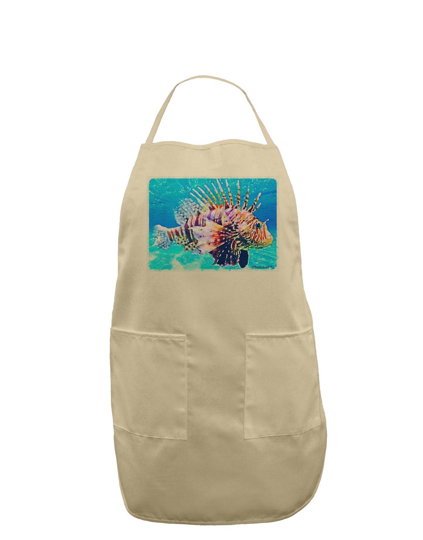 Lionfish in Watercolor Adult Apron by-Bib Apron-TooLoud-Stone-One-Size-Davson Sales