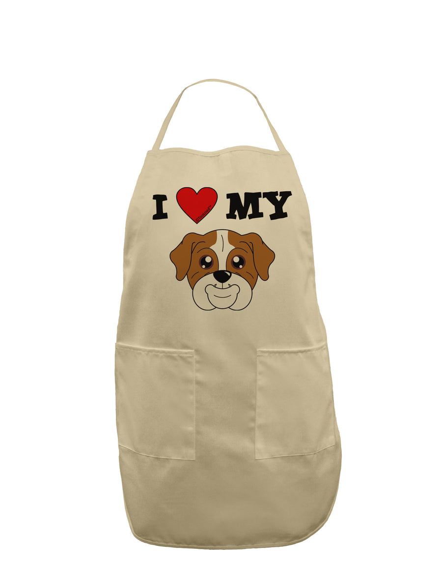 I Heart My - Cute Bulldog - Red Adult Apron by TooLoud-Bib Apron-TooLoud-White-One-Size-Davson Sales