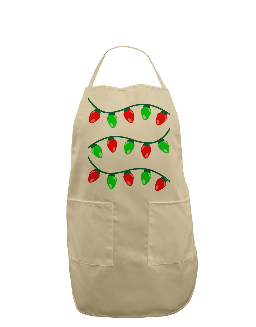 Christmas Lights Red and Green Adult Apron-Bib Apron-TooLoud-White-One-Size-Davson Sales