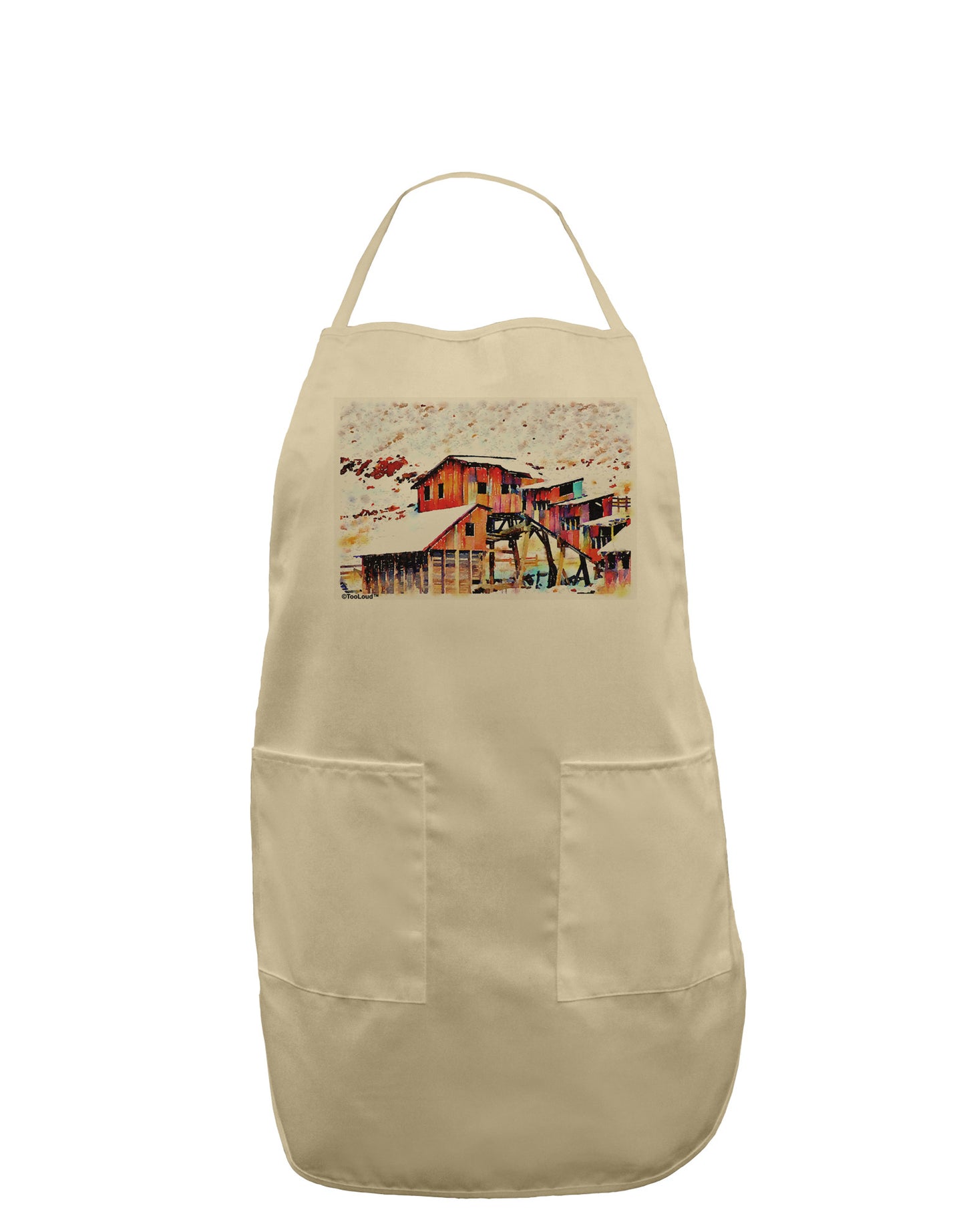 Mine Scene Colorado Watercolor Adult Apron-Bib Apron-TooLoud-Stone-One-Size-Davson Sales