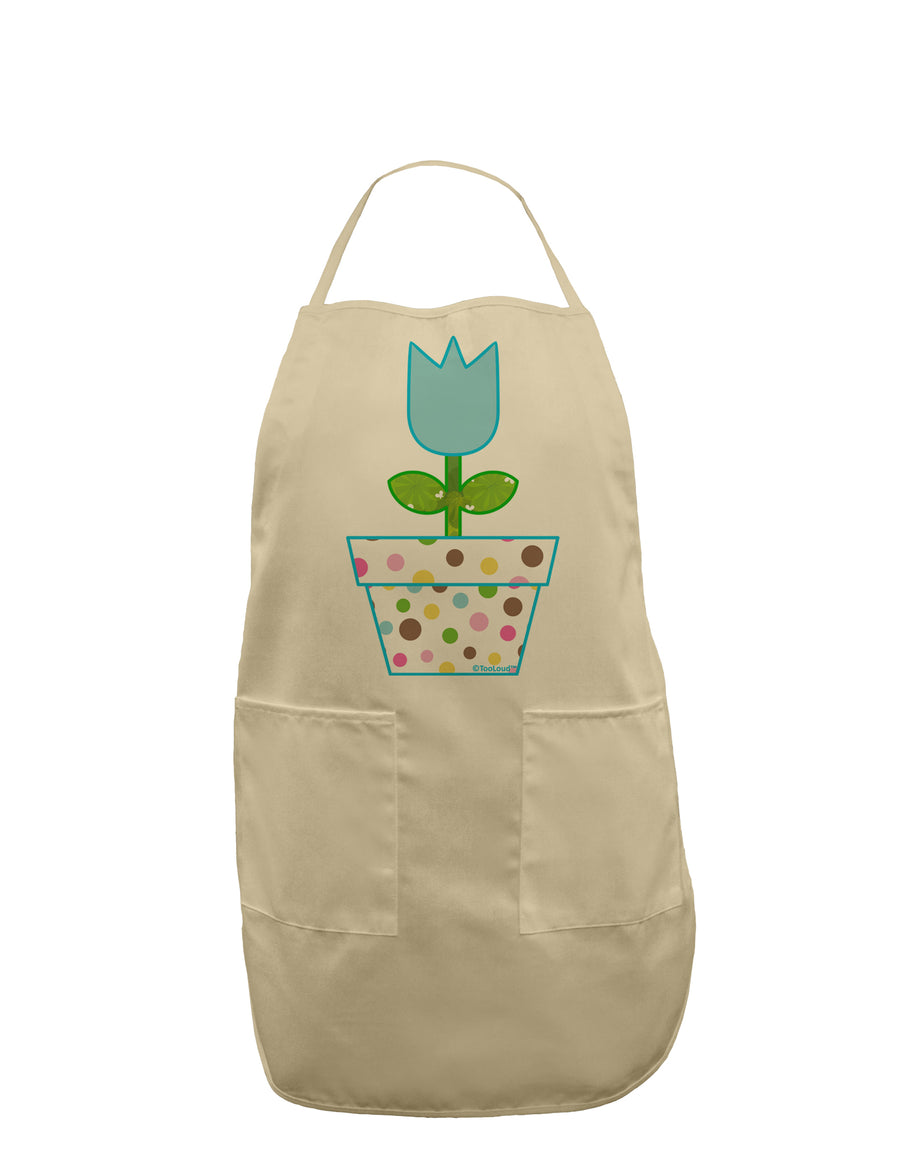 Easter Tulip Design - Blue Adult Apron by TooLoud