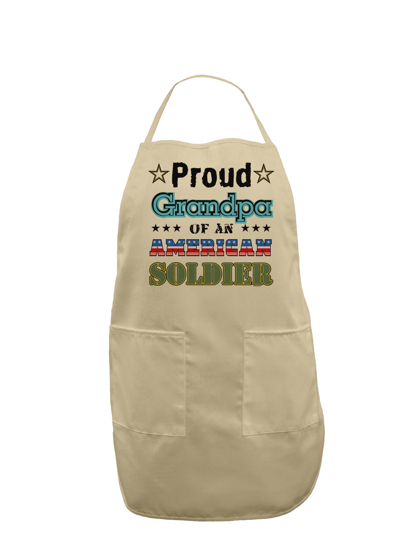 Proud Grandpa of an American Soldier Adult Apron-Bib Apron-TooLoud-Stone-One-Size-Davson Sales