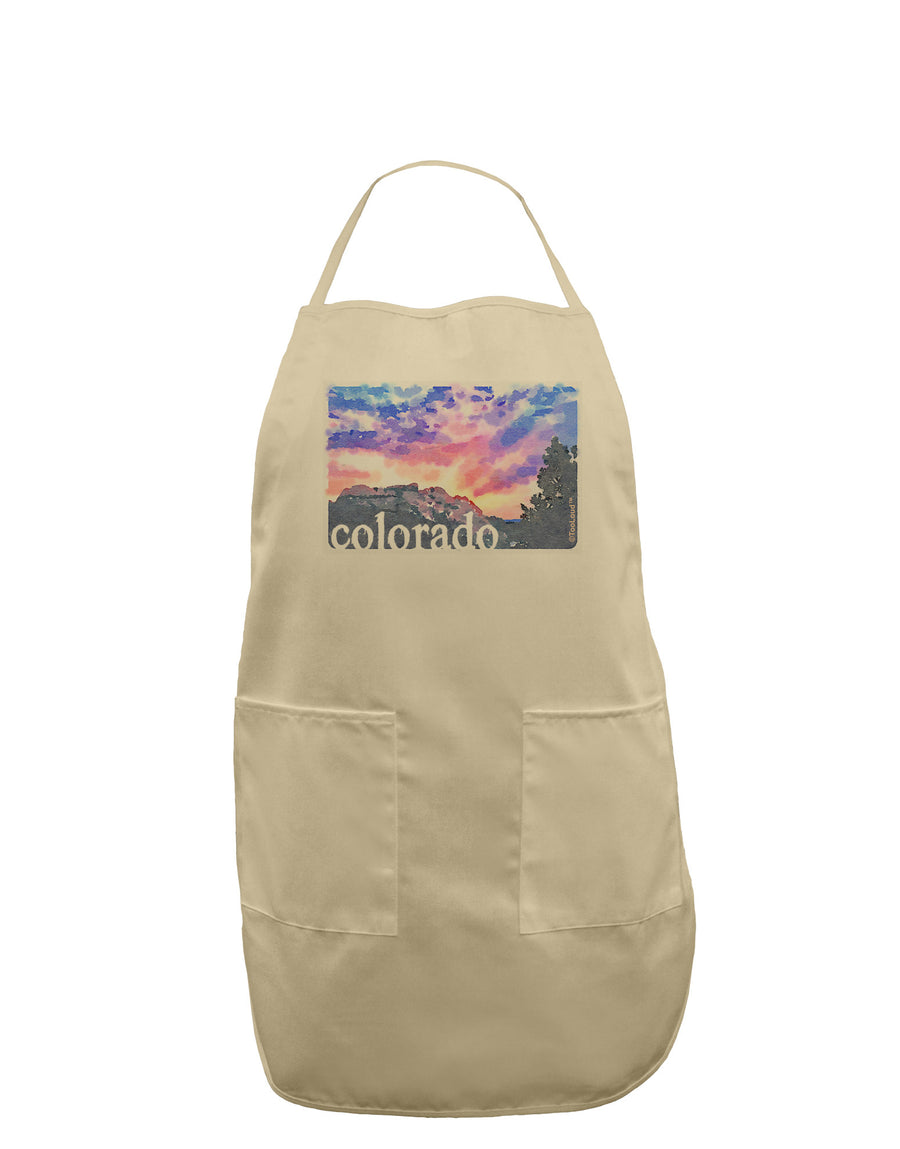 CO Rainbow Sunset Watercolor Text Adult Apron-Bib Apron-TooLoud-White-One-Size-Davson Sales