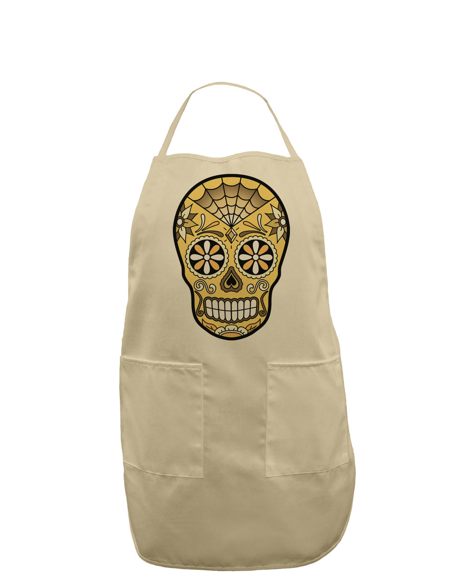 Version 8 Gold Day of the Dead Calavera Adult Apron-Bib Apron-TooLoud-White-One-Size-Davson Sales