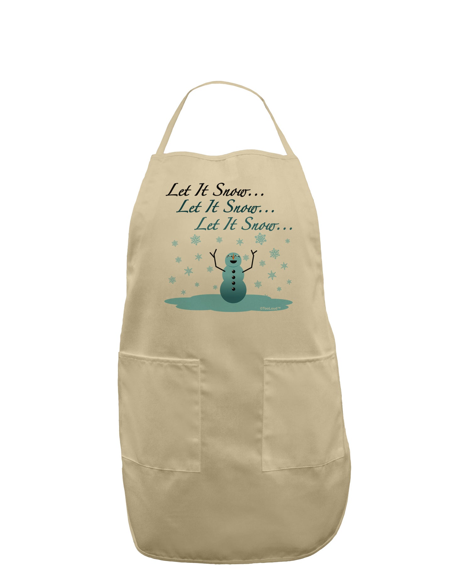 Let It Snow Happy Snowman Adult Apron-Bib Apron-TooLoud-Stone-One-Size-Davson Sales