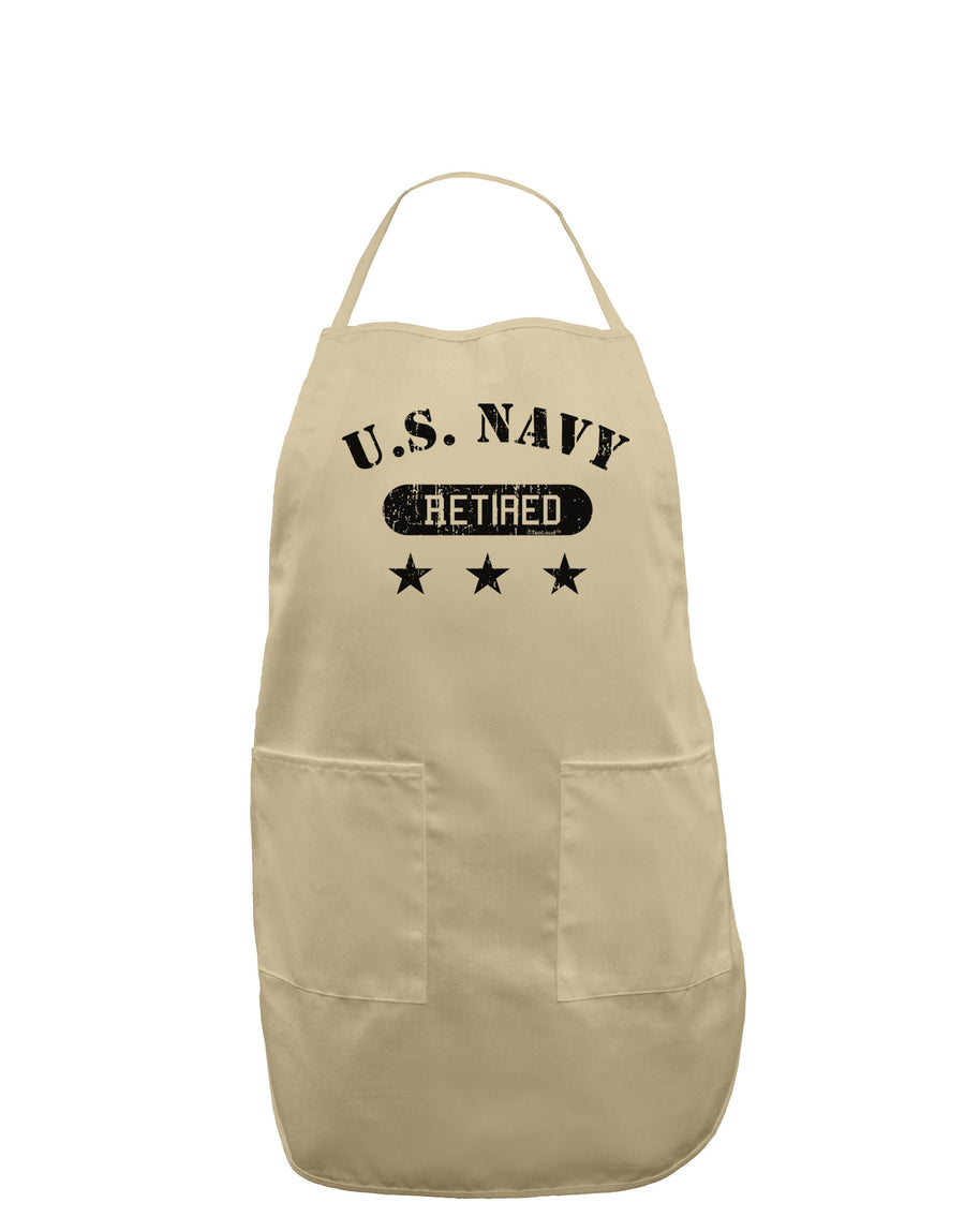 Retired Navy Adult Apron-Bib Apron-TooLoud-White-One-Size-Davson Sales