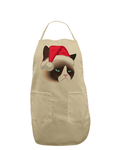 Santa Hat Disgruntled Siamese Cat Adult Apron by-Bib Apron-TooLoud-Stone-One-Size-Davson Sales