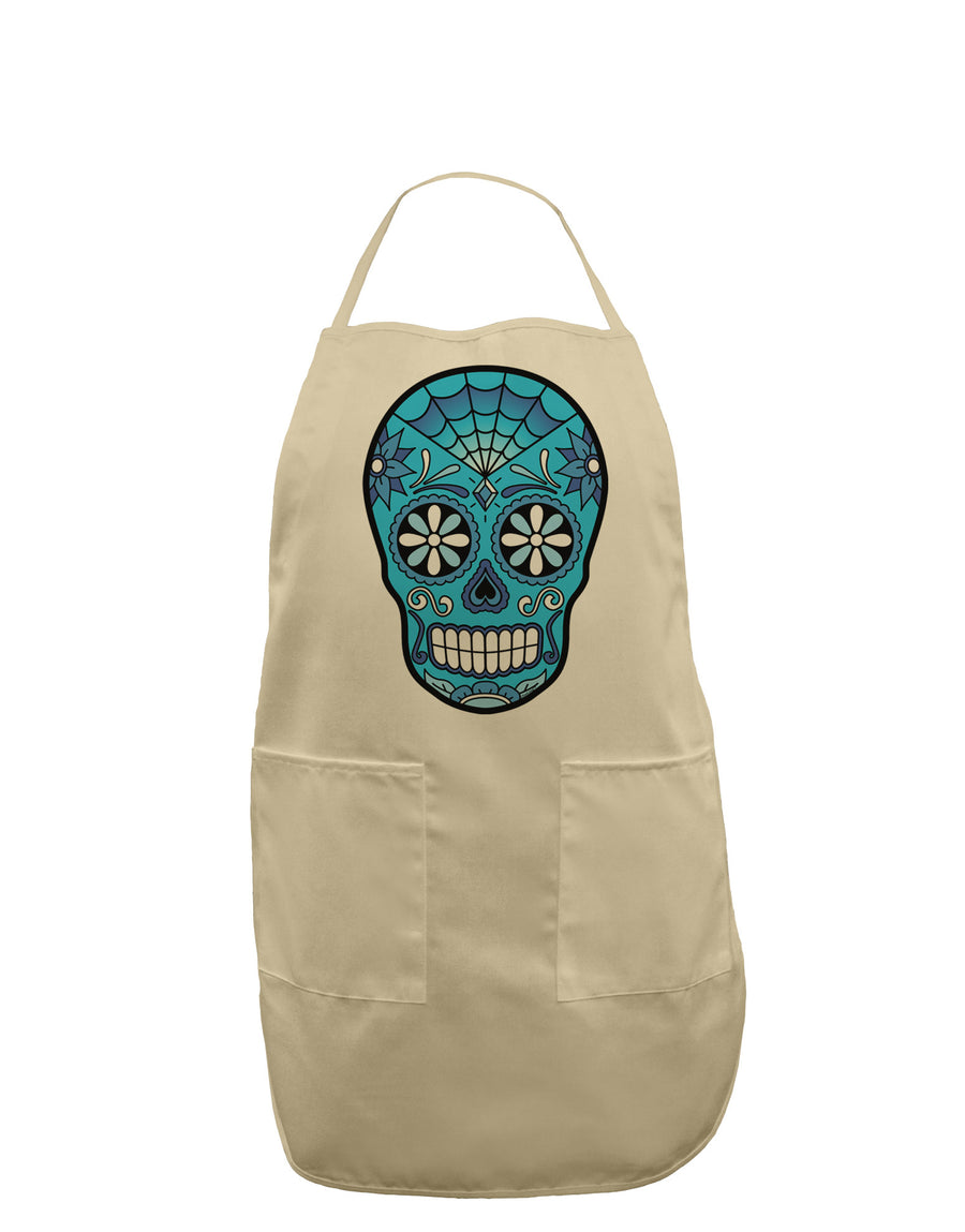 Version 3 Blue Day of the Dead Calavera Adult Apron-Bib Apron-TooLoud-White-One-Size-Davson Sales