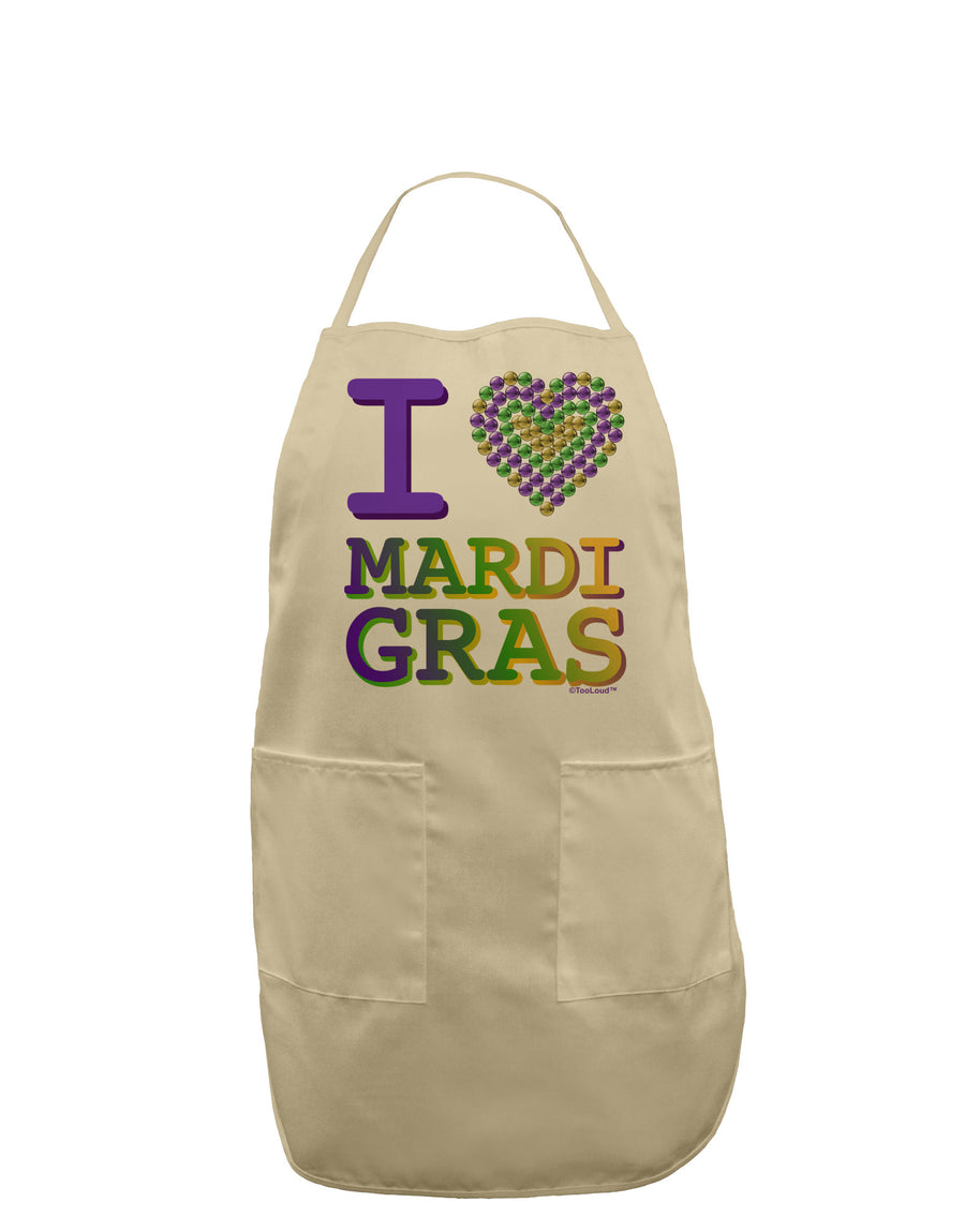 I Love Heart Mardi Gras Adult Apron-Bib Apron-TooLoud-White-One-Size-Davson Sales