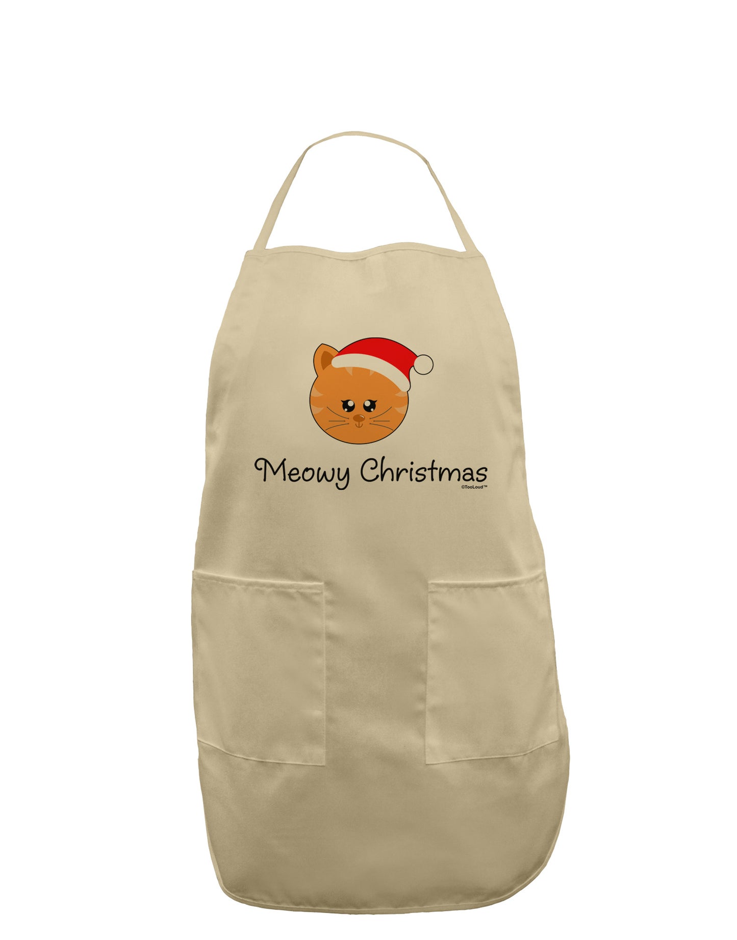 Meowy Christmas Cute Cat Santa Hat Adult Apron-Bib Apron-TooLoud-Stone-One-Size-Davson Sales