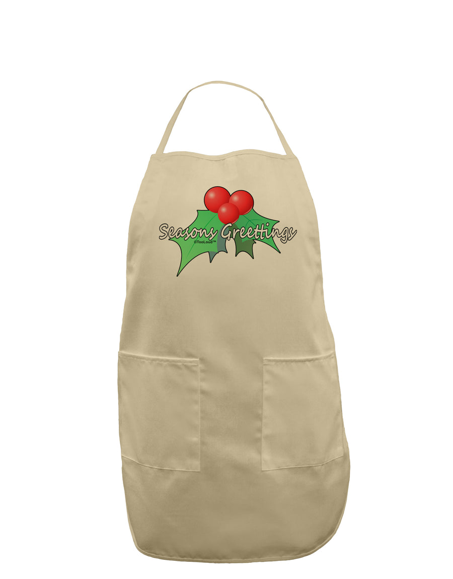 Holly Seasons Greetings Text Adult Apron by TooLoud-Bib Apron-TooLoud-White-One-Size-Davson Sales