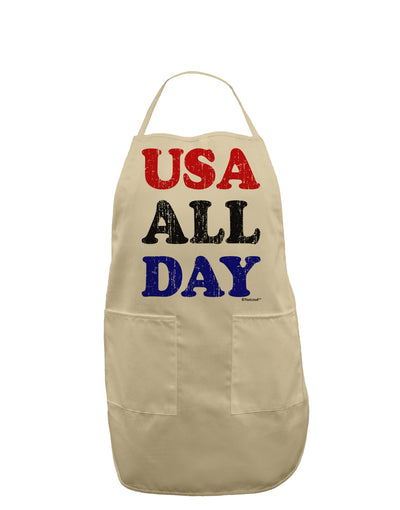 USA All Day - Distressed Patriotic Design Adult Apron by TooLoud-Bib Apron-TooLoud-Stone-One-Size-Davson Sales