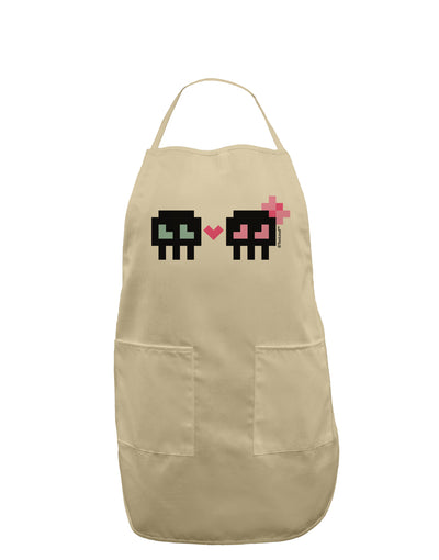 8-Bit Skull Love - Boy and Girl Adult Apron-Bib Apron-TooLoud-Stone-One-Size-Davson Sales