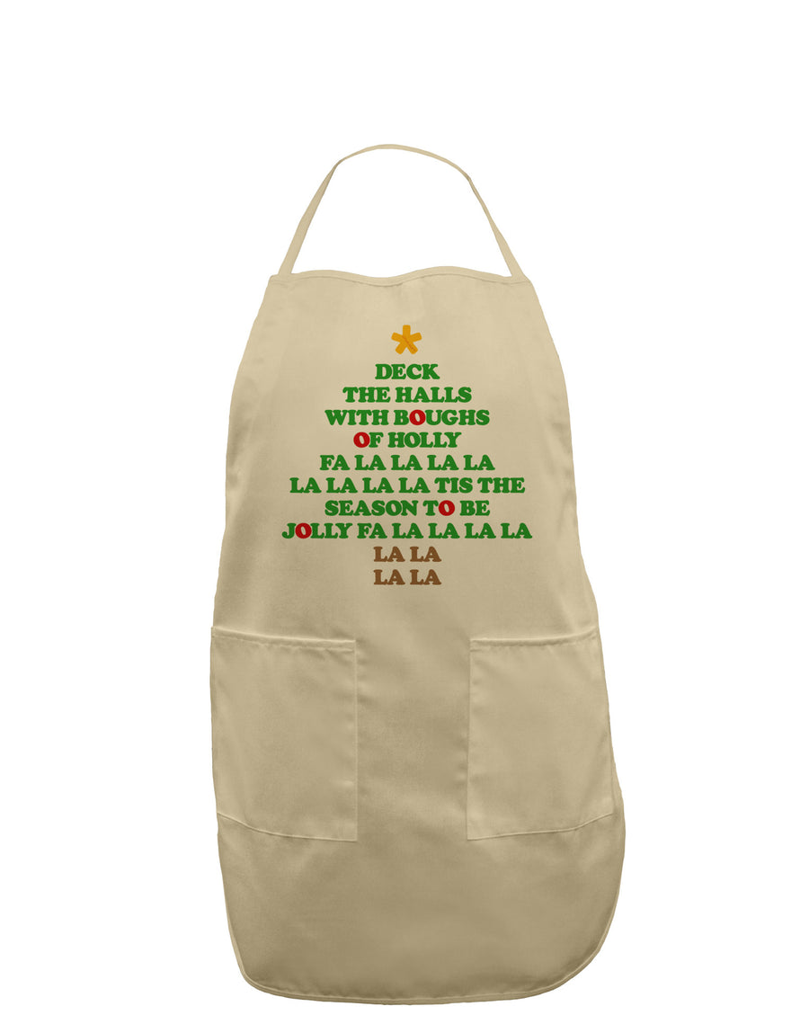 Deck the Halls Lyrics Christmas Tree Adult Apron-Bib Apron-TooLoud-White-One-Size-Davson Sales