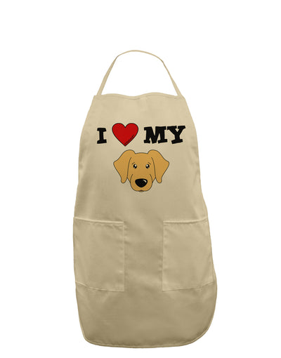 I Heart My - Cute Golden Retriever Dog Adult Apron by TooLoud-Bib Apron-TooLoud-Stone-One-Size-Davson Sales