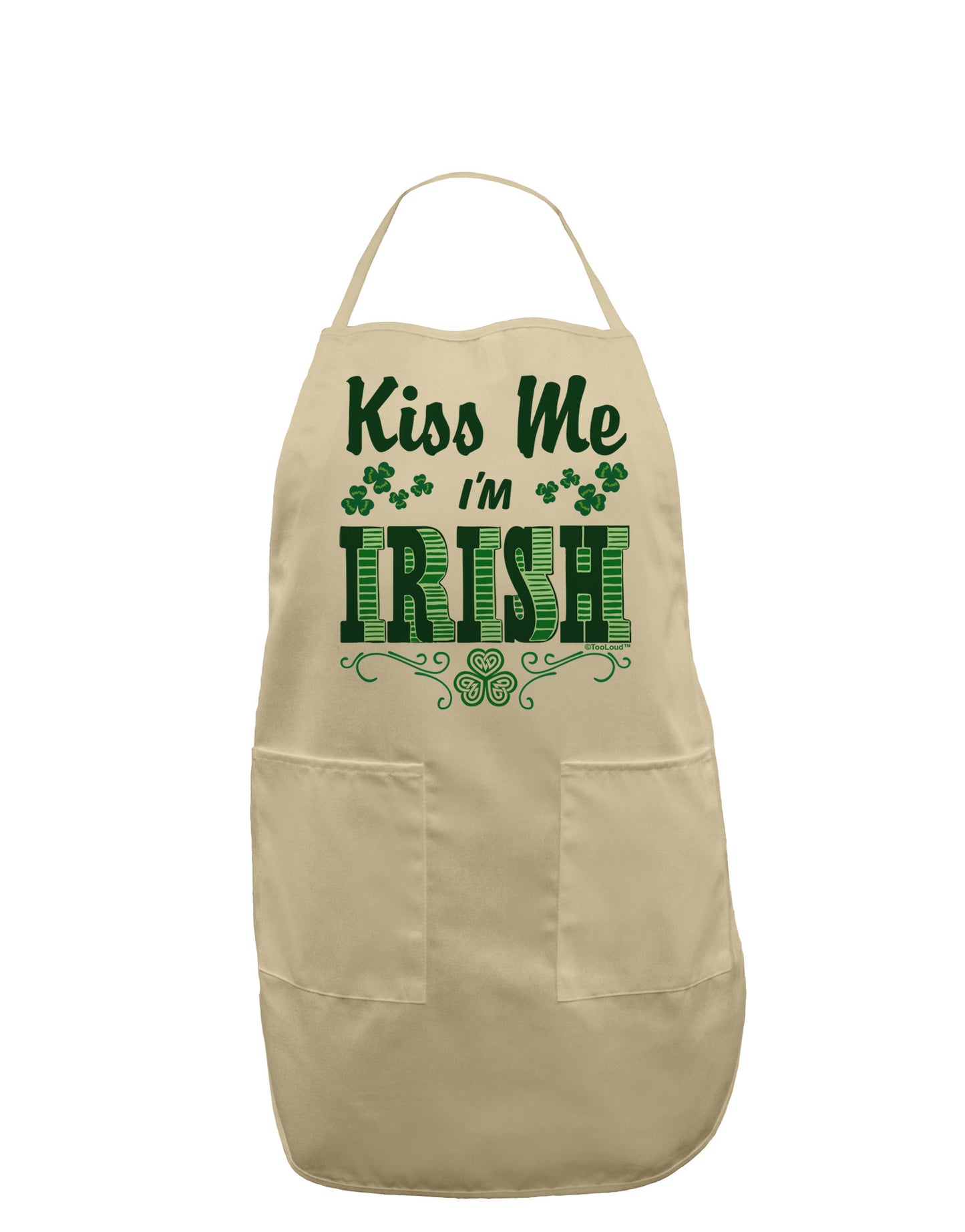 Kiss Me I'm Irish St Patricks Day Adult Apron-Bib Apron-TooLoud-Stone-One-Size-Davson Sales