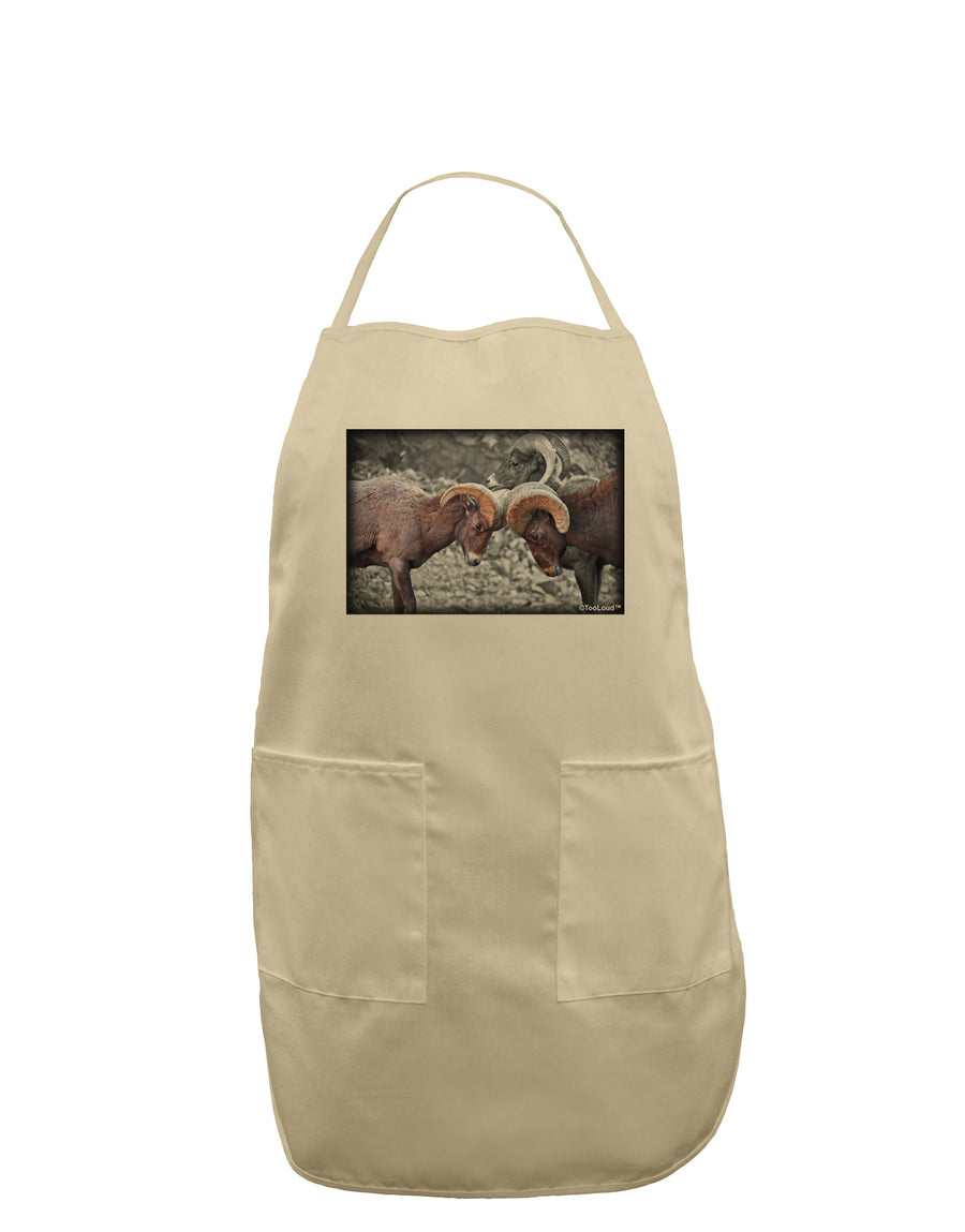 CO Bighorn Head Butt Desaturated Adult Apron-Bib Apron-TooLoud-White-One-Size-Davson Sales