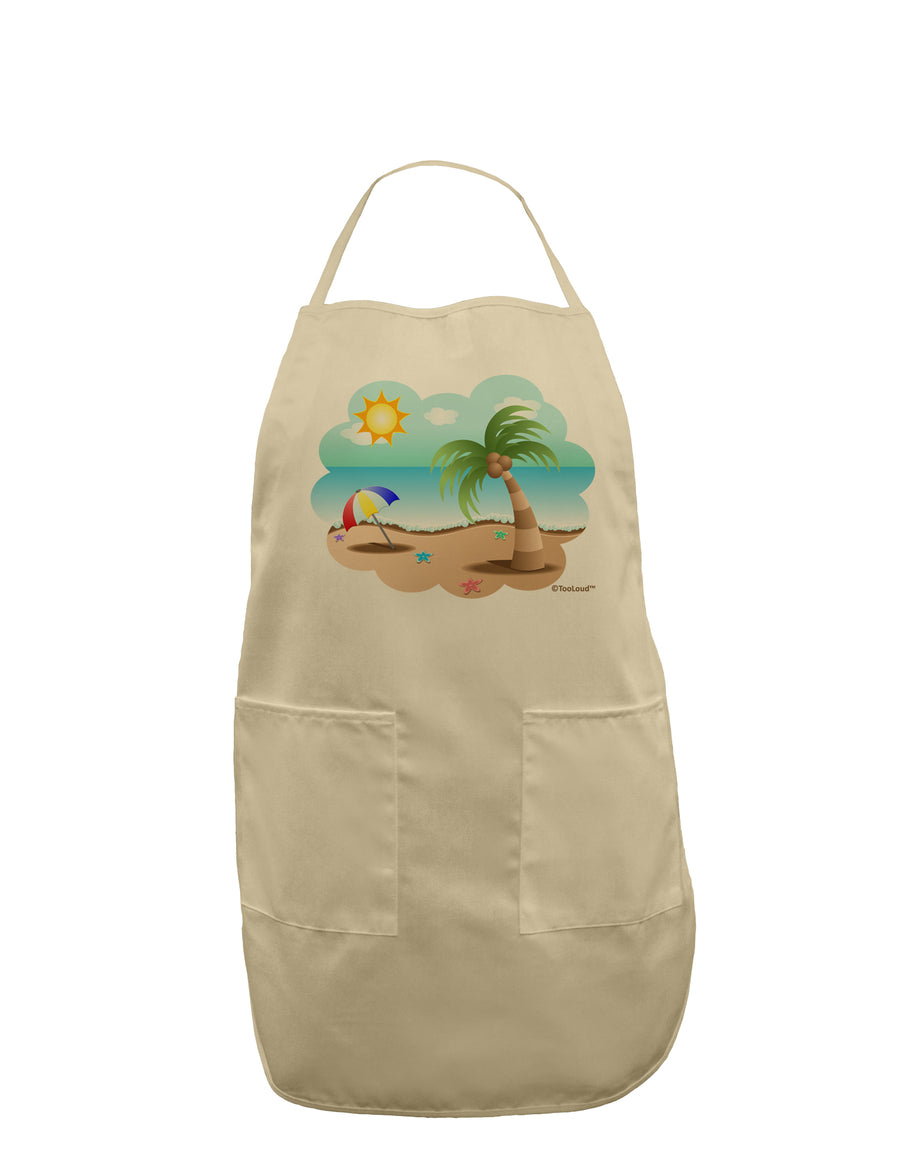 Fun Summer Beach Scene Adult Apron by TooLoud-Bib Apron-TooLoud-White-One-Size-Davson Sales