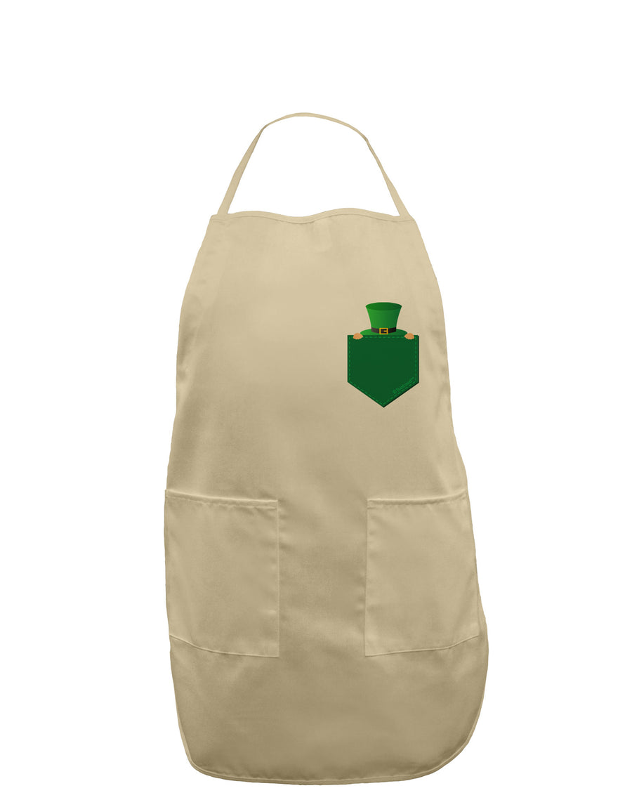 Leprechaun Peeking Out of Faux Pocket Adult Apron by TooLoud-Bib Apron-TooLoud-White-One-Size-Davson Sales