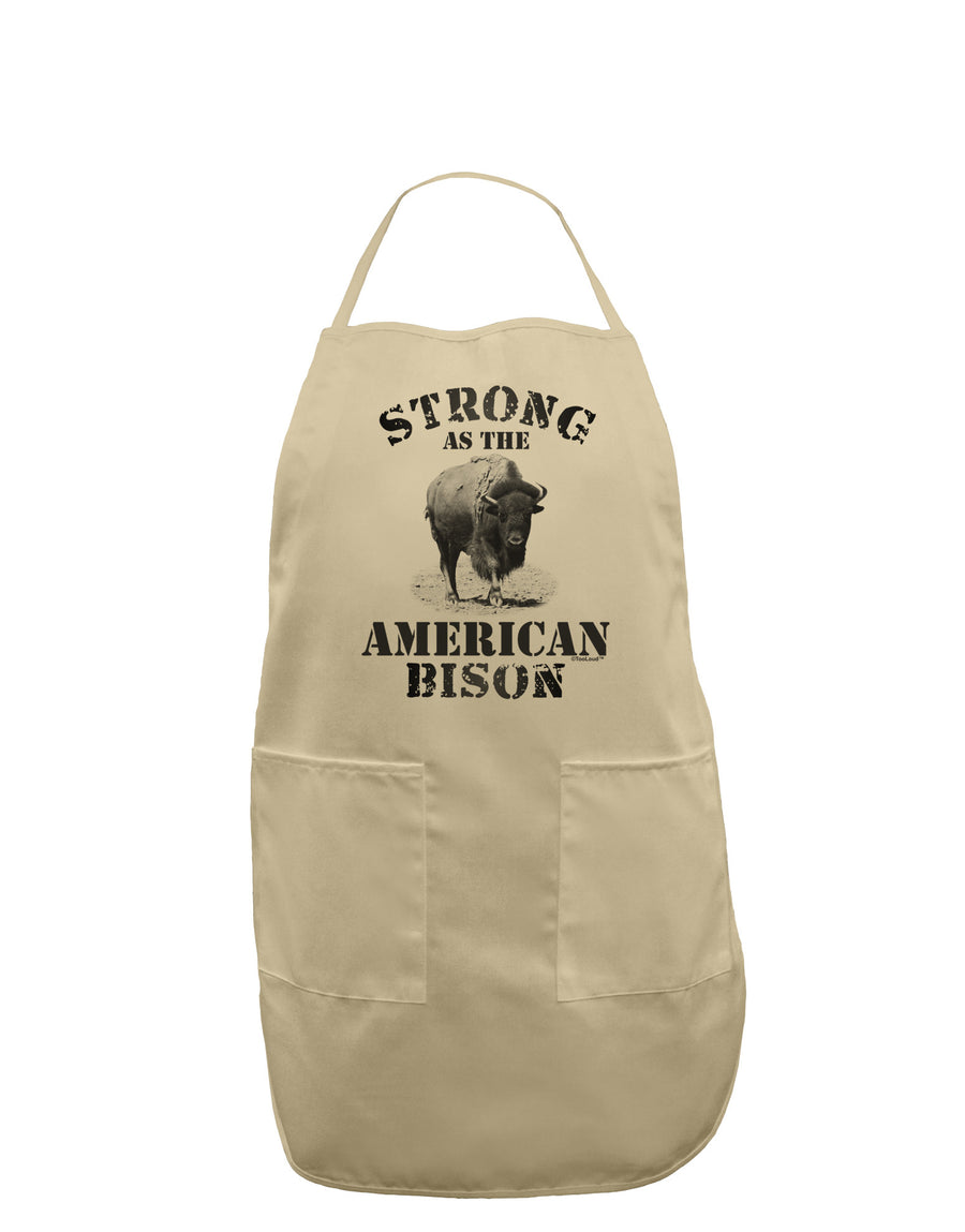 Strong Bison Text Adult Apron-Bib Apron-TooLoud-White-One-Size-Davson Sales