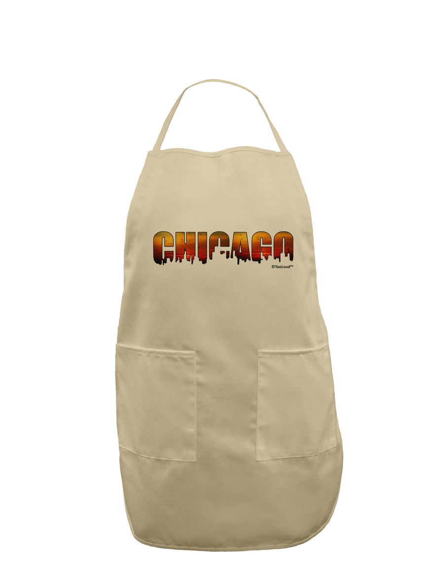 Chicago Skyline Cutout - Sunset Sky Adult Apron by TooLoud-Bib Apron-TooLoud-White-One-Size-Davson Sales