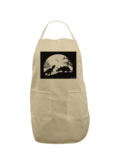 T-Rex and Triceratops Silhouettes Design Adult Apron by TooLoud-Bib Apron-TooLoud-Stone-One-Size-Davson Sales