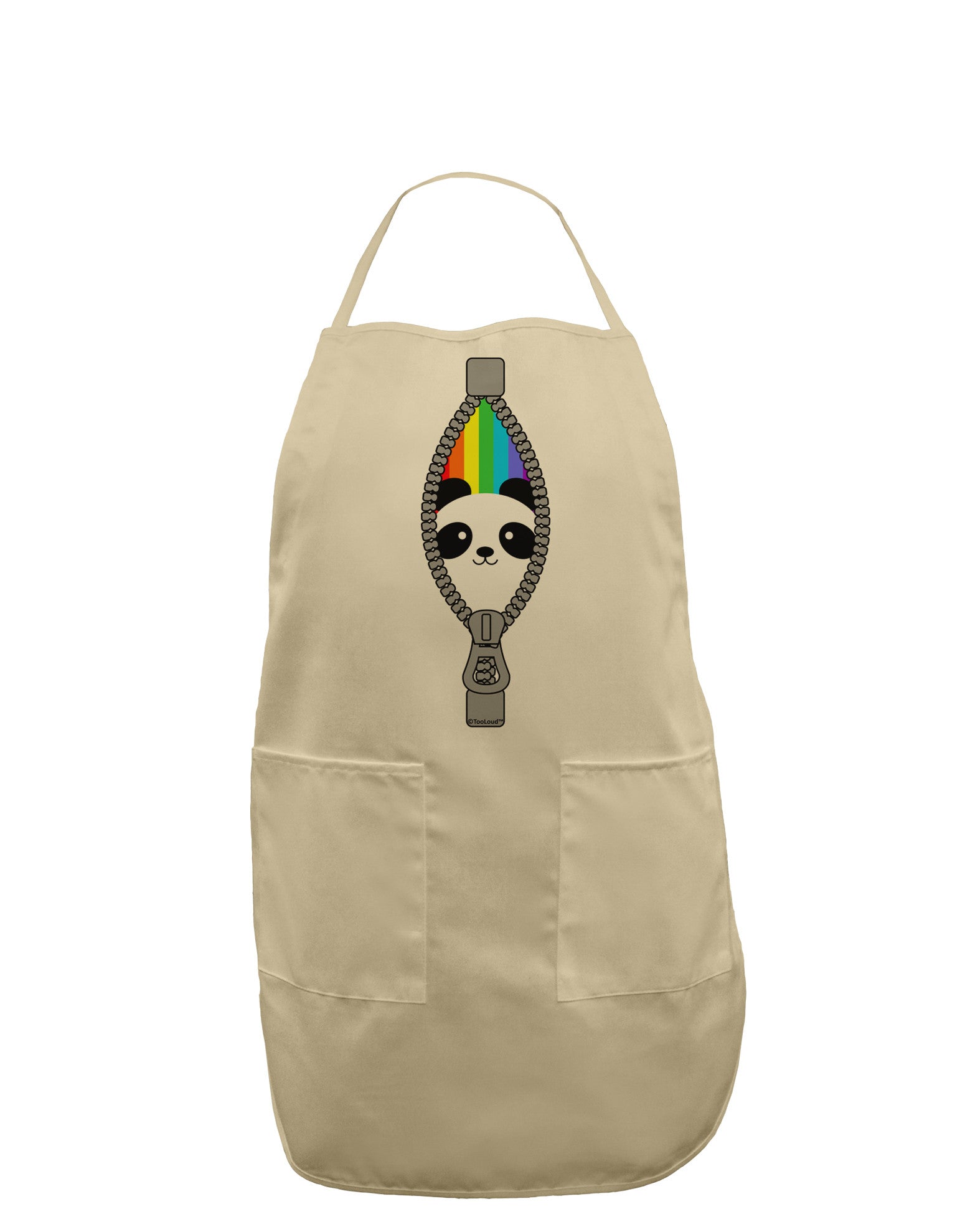Rainbow Panda Peeking Out of Zipper Adult Apron by TooLoud-Bib Apron-TooLoud-Stone-One-Size-Davson Sales