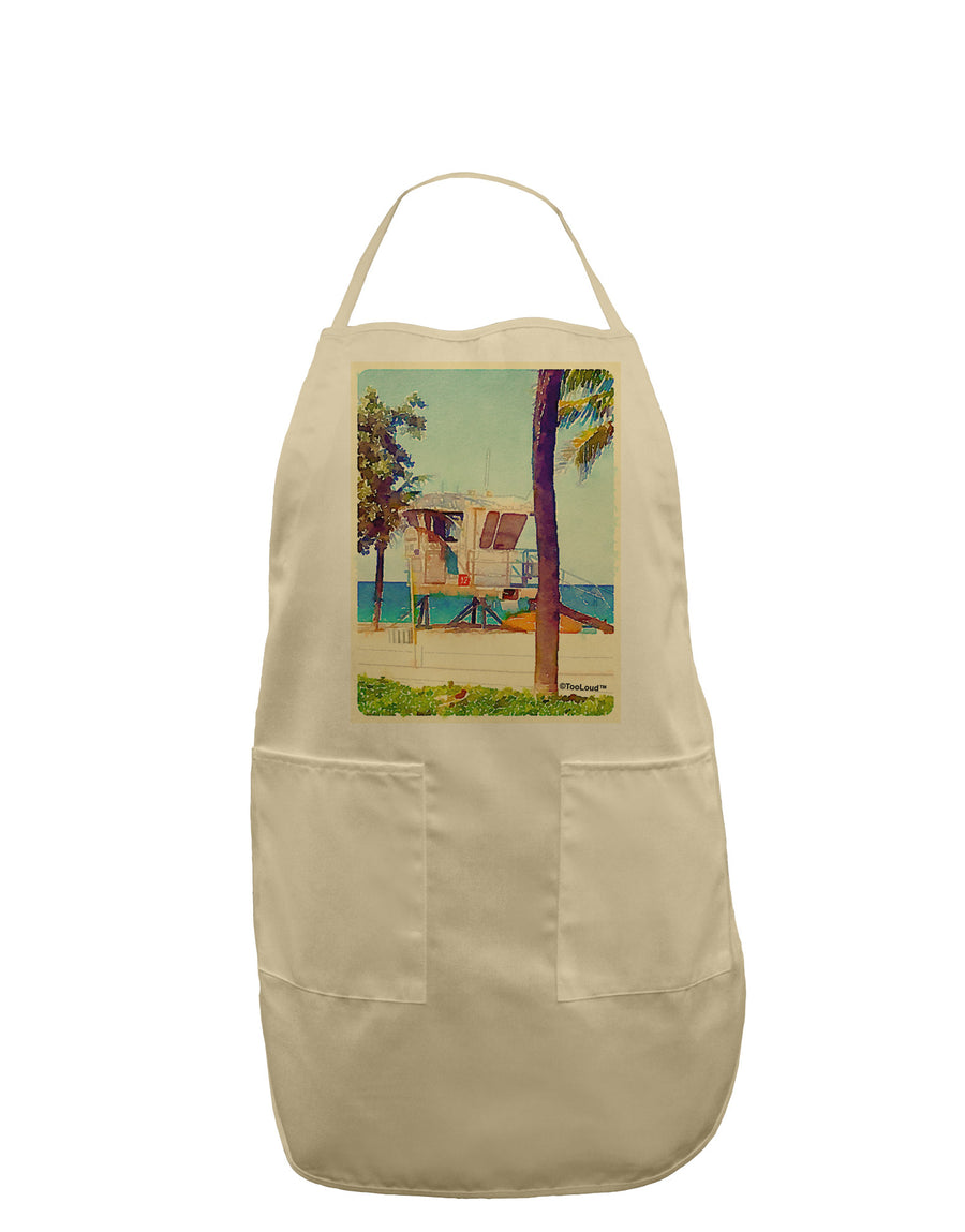 Lifeguard Station Watercolor Adult Apron-Bib Apron-TooLoud-White-One-Size-Davson Sales