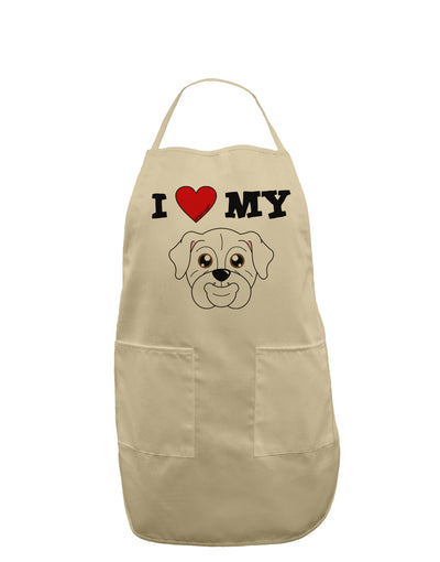 I Heart My - Cute Bulldog - White Adult Apron by TooLoud-Bib Apron-TooLoud-Stone-One-Size-Davson Sales