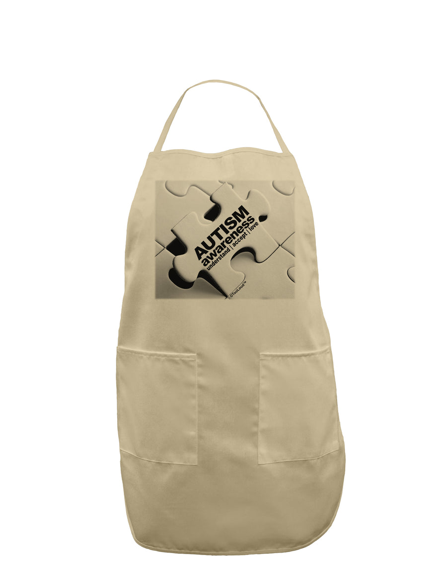 Autism Awareness - Puzzle Black & White Adult Apron-Bib Apron-TooLoud-White-One-Size-Davson Sales