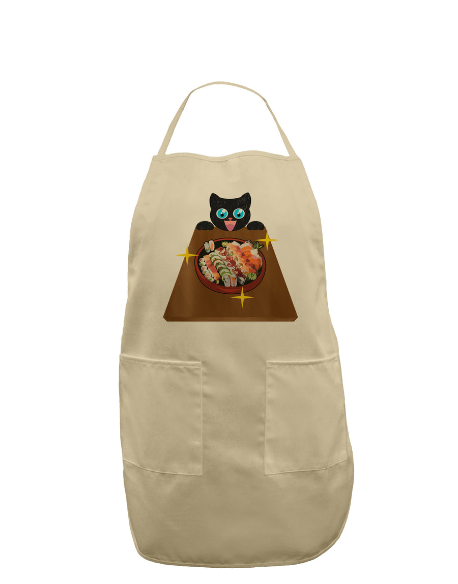 Anime Cat Loves Sushi Adult Apron by TooLoud-Bib Apron-TooLoud-White-One-Size-Davson Sales