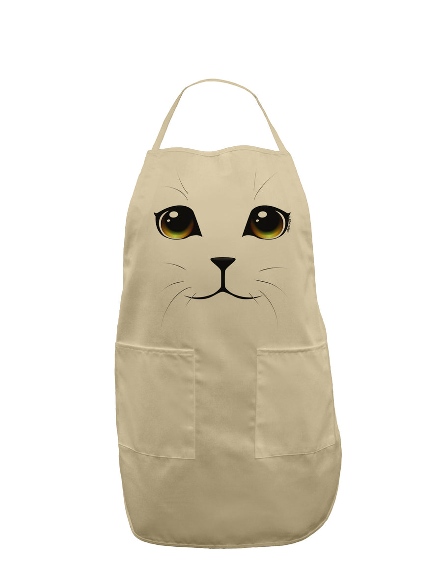 TooLoud Yellow Amber-Eyed Cute Cat Face Adult Apron-Bib Apron-TooLoud-White-One-Size-Davson Sales