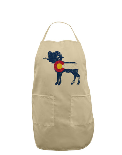 Grunge Rocky Mountain Bighorn Sheep Flag Adult Apron-Bib Apron-TooLoud-Stone-One-Size-Davson Sales