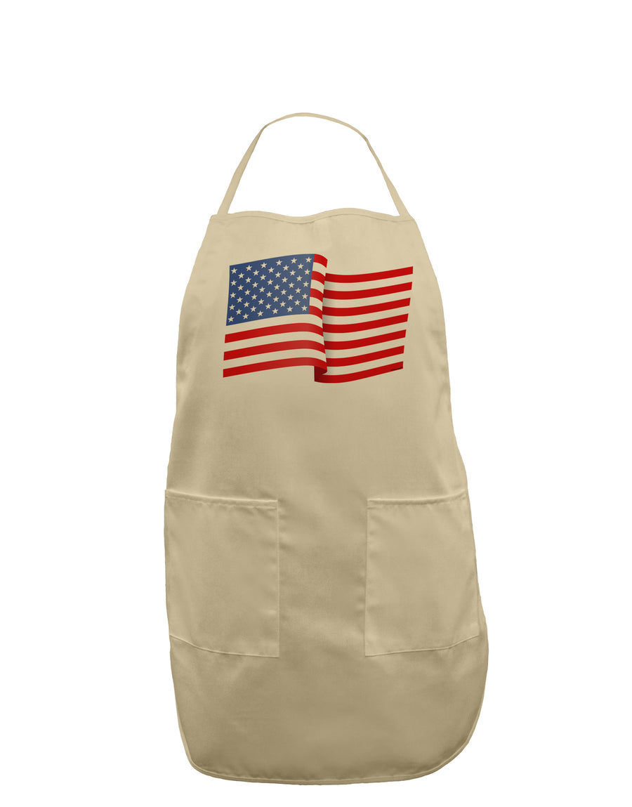 Patriotic Waving USA American Flag Adult Apron-Bib Apron-TooLoud-White-One-Size-Davson Sales