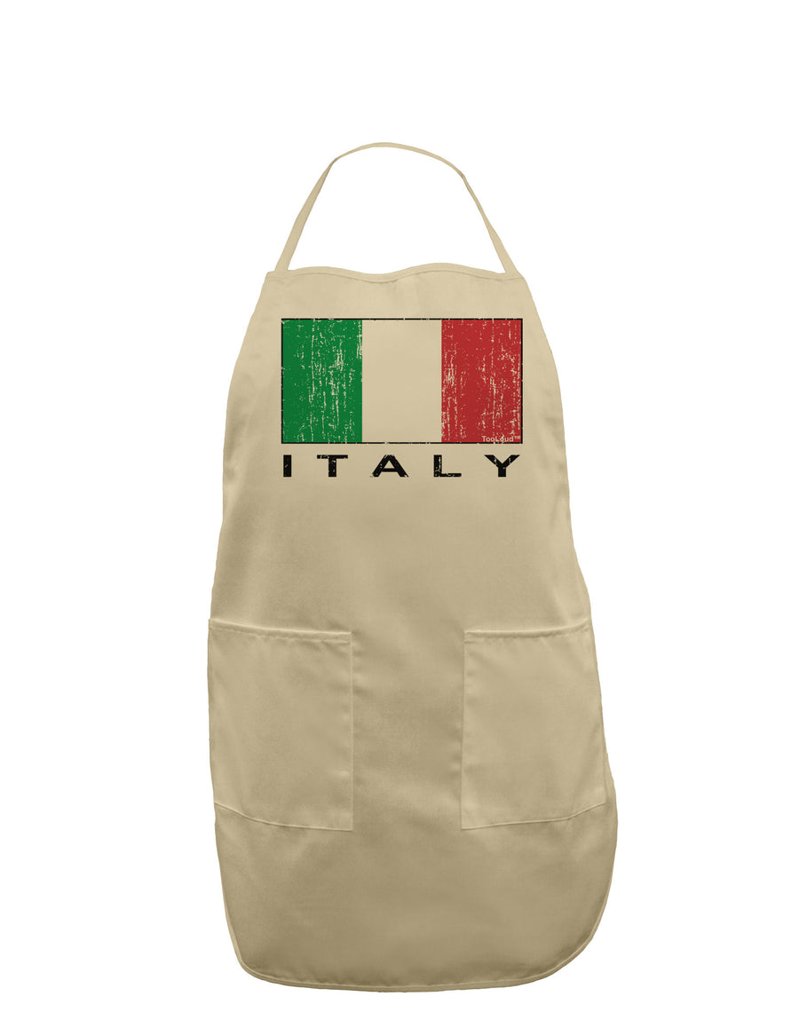 Italian Flag - Italy Text Distressed Adult Apron by TooLoud-Bib Apron-TooLoud-White-One-Size-Davson Sales