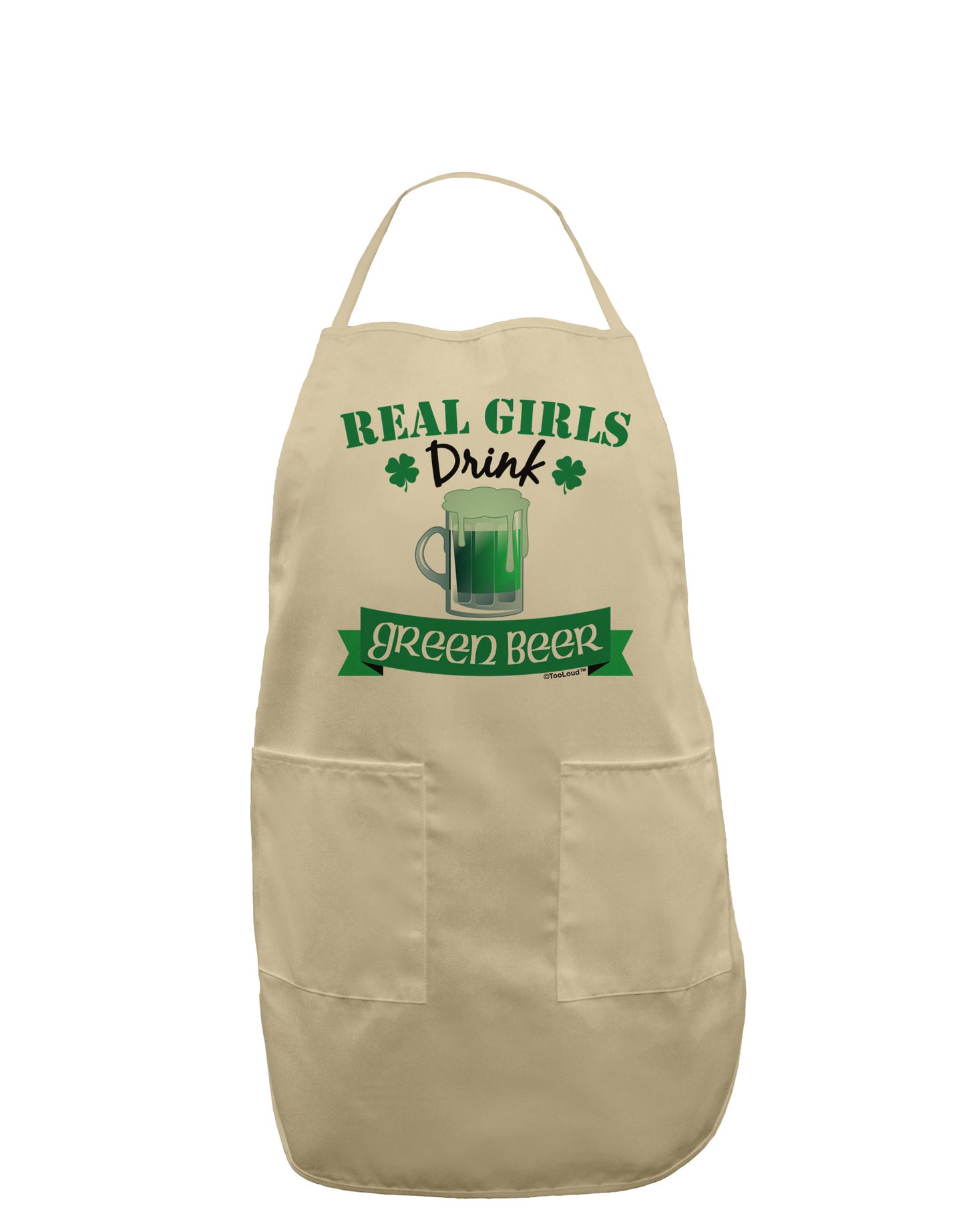 Real Girls Drink Green Beer Adult Apron-Bib Apron-TooLoud-Stone-One-Size-Davson Sales